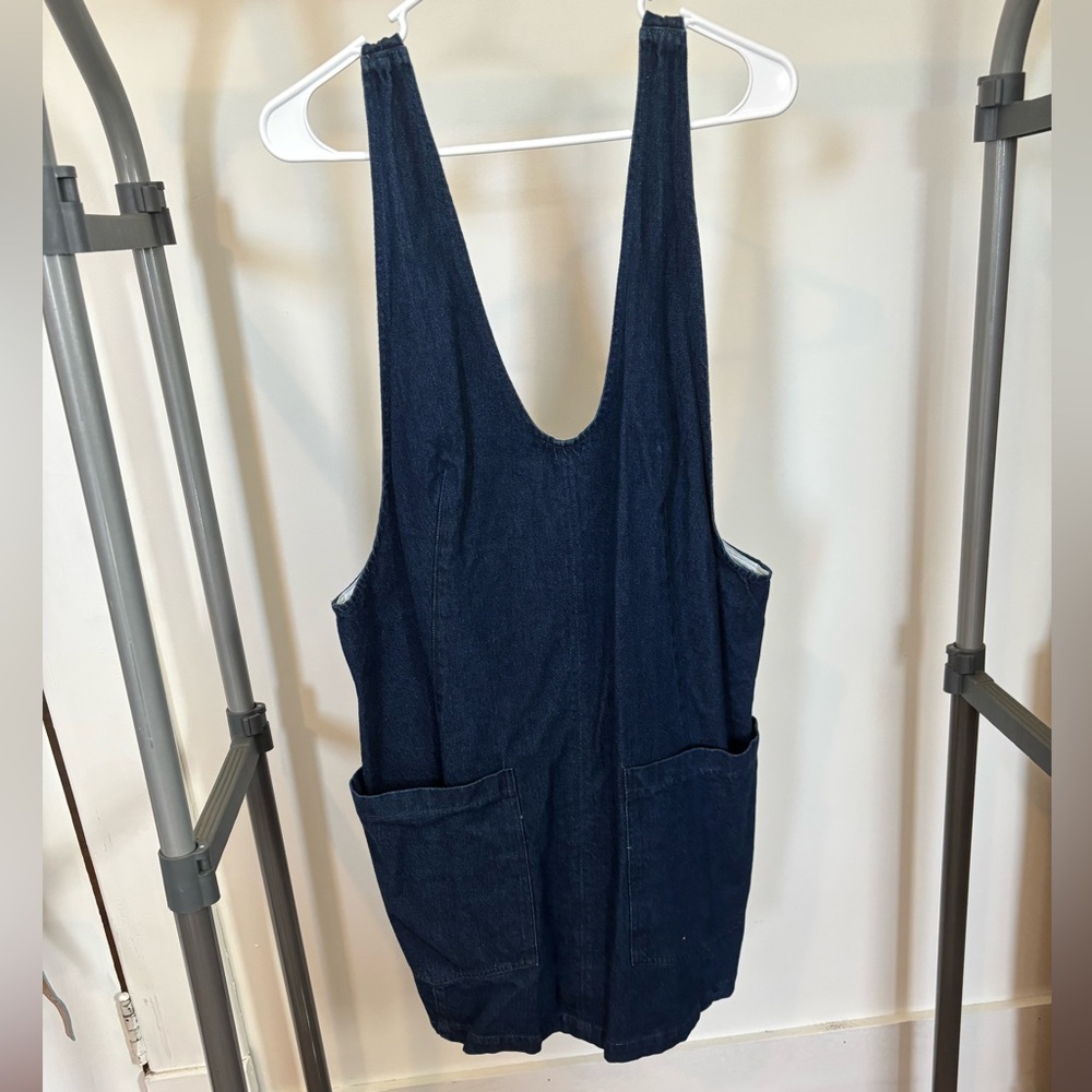 Denim Maternity Overall Dress with Pockets